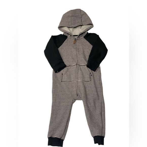 Carter's Navy Stripe Zip-Up Hooded Jumpsuit One Piece - Picture 1 of 5